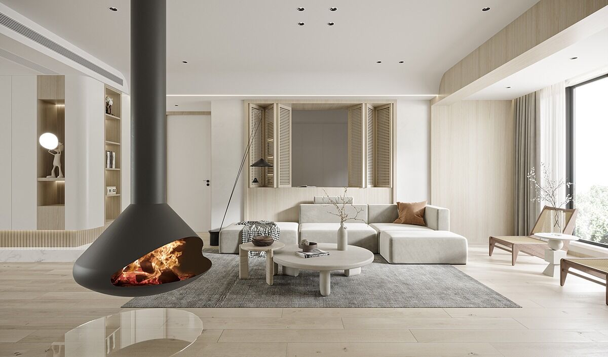 Konik Suspended Wood Fireplace